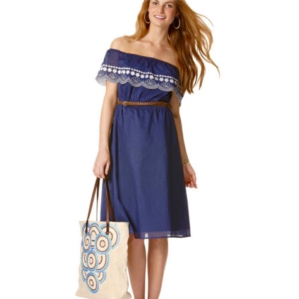 Calypso St Barth x Target Off Shoulder Embroidered Mini Dress Sz XS
